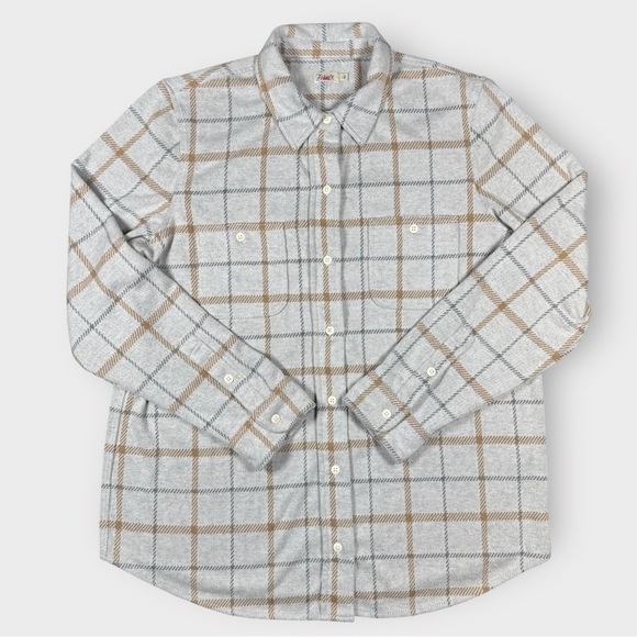 Faherty Women’s Large Legend Sweater Shirt Gray Brown Plaid Soft Knit Button Up - Picture 4 of 12